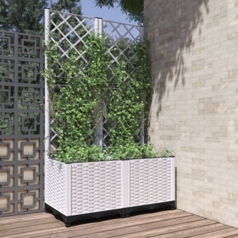 Jardinière, Bac à fleurs, Pot de fleurs avec treillis Blanc 80x40x136 cm PP CON8927 DESIGN IN