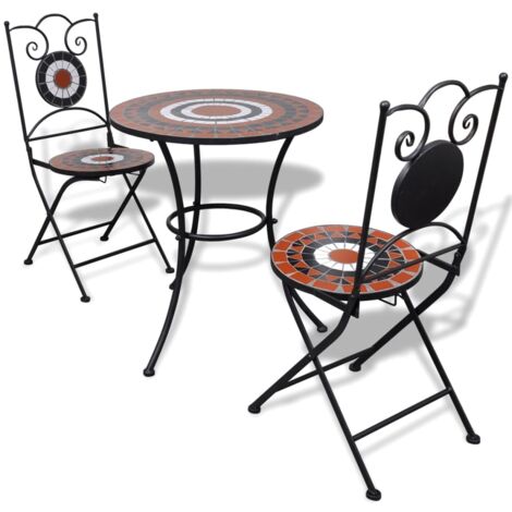 Ensemble de bistro 3 pcs, Salon de jardin Carreau céramique Terre cuite et blanc PEWV48559 DESIGN IN (1/5)