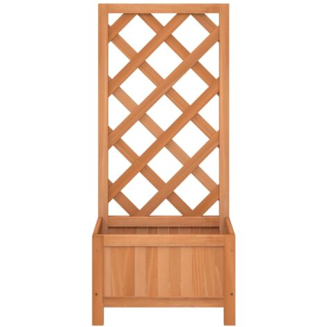 Jardinière, Bac à fleurs, Pot de fleurs avec treillis marron bois massif de sapin CON9329 DESIGN IN