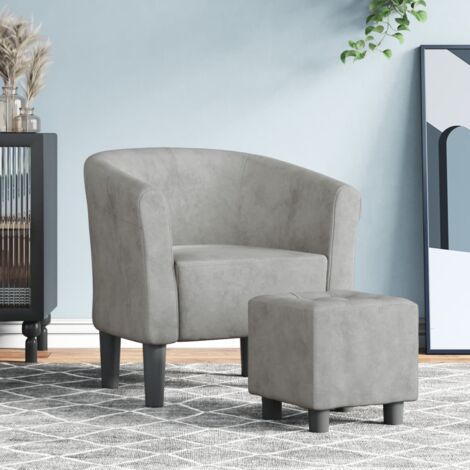 Chaise cabriolet, Chaise salon confortable, Fauteuil de Relaxation avec repose-pied gris clair velours WRG373856 DESIGN IN