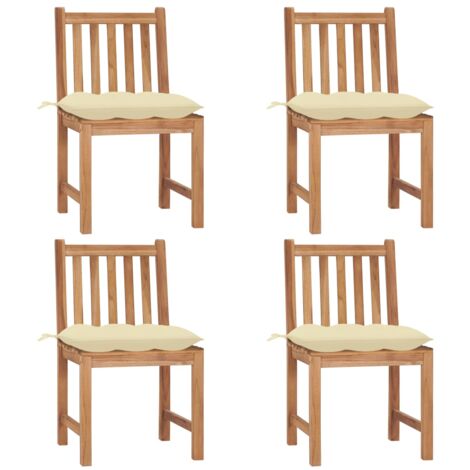 Lot de 4 Chaises de jardin, Chaises d'extérieur, Fauteuils de jardin avec coussins bois de teck massif togp36553 Maison Chic (1/5)