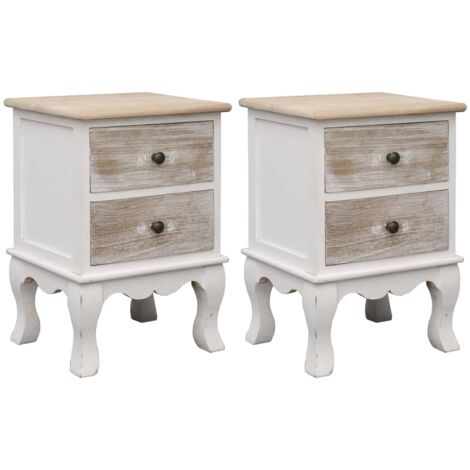 Lot de 2 Tables de chevet, Tables d'appoint, Tables de nuit 35x30x50 cm Bois de Paulownia FR718035 DESIGN IN (1/5)