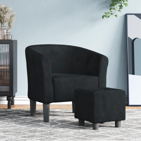 Fauteuil cabriolet avec repose-pied, Fauteuil Salon noir velours PWFN98047 DESIGN IN