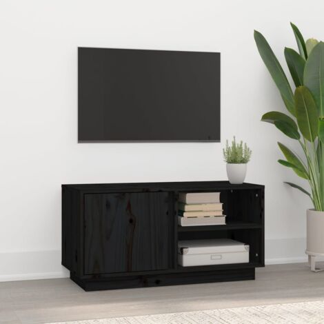 Meuble TV, Banc TV, Armoire de rangement Noir 80x35x40,5 cm Bois de pin massif FR536969 DESIGN IN (1/5)