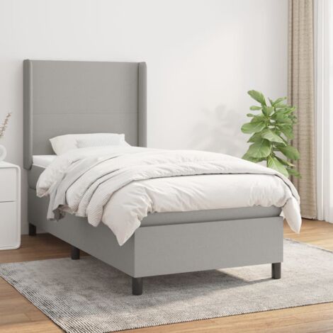 Lit simple - 100x200 cm, Sommier à lattes de lit avec matelas Gris clair Tissu FR279750 Maison Chic (1/5)