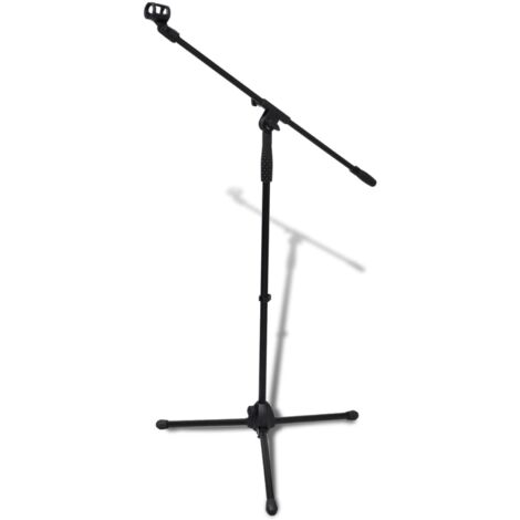 Pied Microphone Métal Réglable 90-210cm Avec Support Tablette Et 2 Clips Micro - Trépied Studio