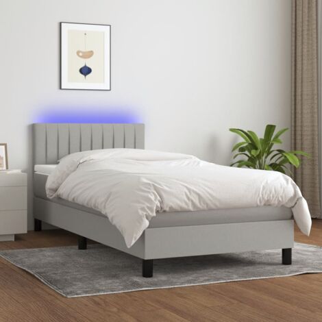 Lit simple - 100x200 cm, Sommier à lattes de lit avec matelas LED Gris clair FR418421 Maison Chic (1/5)
