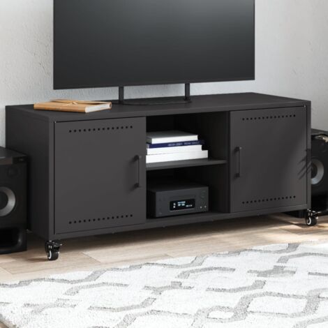 Meuble TV, Banc TV, Armoire de rangement noir 100,5x39x43,5 cm acier FR689070 DESIGN IN (1/5)