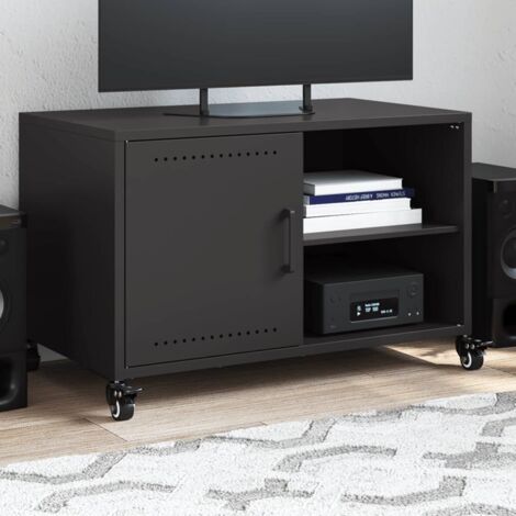 Meuble TV, Banc TV, Armoire de rangement noir 68x39x43,5 cm acier FR752006 DESIGN IN (1/5)