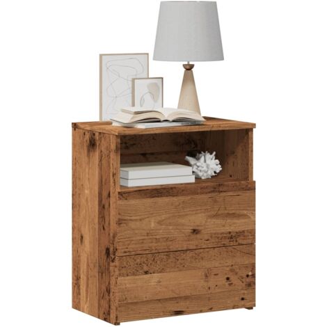 Table de chevet, Table de nuit, Table d'appoint vieux bois 50x32x60 cm bois d'ingénierie FR427079 DESIGN IN (1/5)