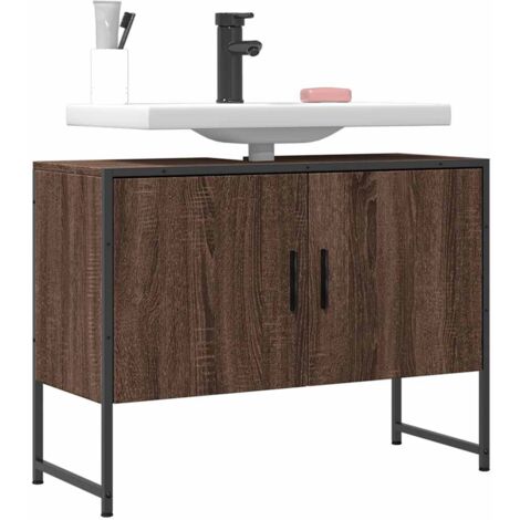 Armoire de salle de bain, Meuble sous Vasque, Meuble de salle de bain chêne marron bois d'ingénierie FR644702 DESIGN IN (1/5)