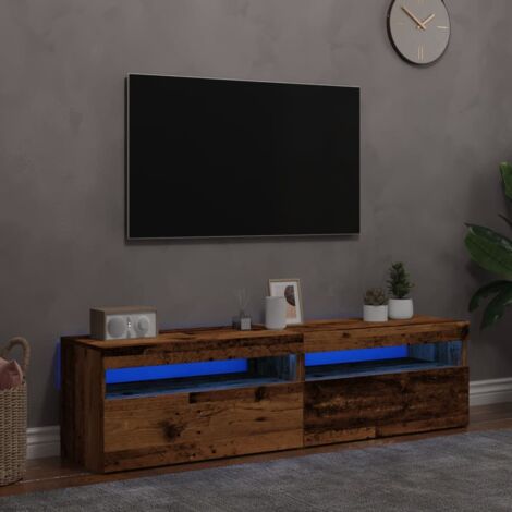 Meubles TV avec lumières LED 2 pcs, Banc TV, Armoire de rangement vieux bois bois d'ingénierie FR911374 DESIGN IN (1/5)