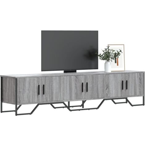 Meuble TV En Bois D'ingénierie Noir - 150x30x44,5 Cm - 6 Compartiments De Rangement - Style Moderne - 2