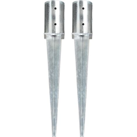 Piquets au sol 2 pcs Argenté 8x61 cm Acier galvanisé QOI24752 DESIGN IN (1/5)