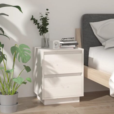 Table de chevet, Table d'appoint, Table de nuit Blanc 40x35x50 cm Bois de pin solide DESIGN IN748666 (1/5)