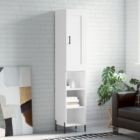 Buffet haut, Enfilade, Armoire de cuisine Blanc 34,5x34x180 cm Bois d'ingénierie WFE374813 DESIGN IN (1/5)