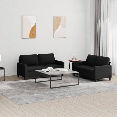 Ensemble de canapés 2 pcs, Canapés droit, Banquettes Sofa de Salon avec coussins Noir Tissu WFE300901 Maison Chic (1/5)