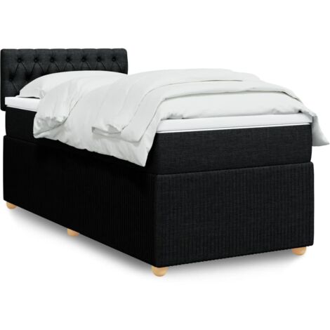 Lit simple - 100x200 cm, Sommier à lattes de lit avec matelas Noir Tissu WFE339718 Maison Chic (1/5)