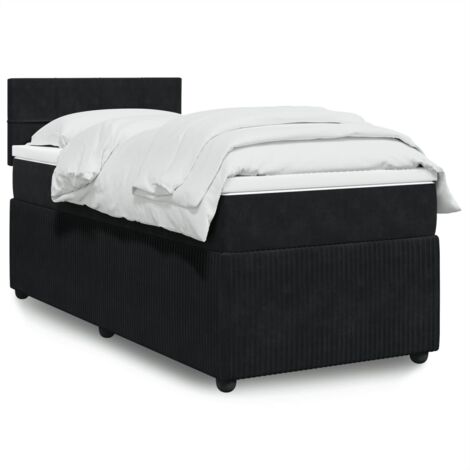 Lit simple - 100x200 cm, Sommier à lattes de lit avec matelas Noir Velours WFE832888 Maison Chic (1/5)
