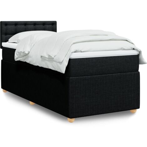 Lit simple - 100x200 cm, Sommier à lattes de lit avec matelas Noir Tissu WFE421457 Maison Chic (1/5)