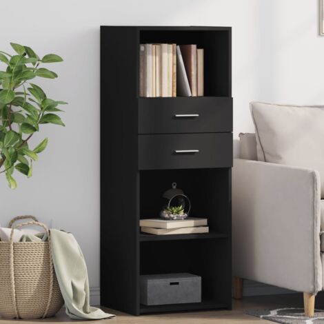 Buffet haut, Enfilade, Armoire de cuisine noir 45x42,5x124 cm bois d'ingénierie WFE448578 DESIGN IN (1/5)