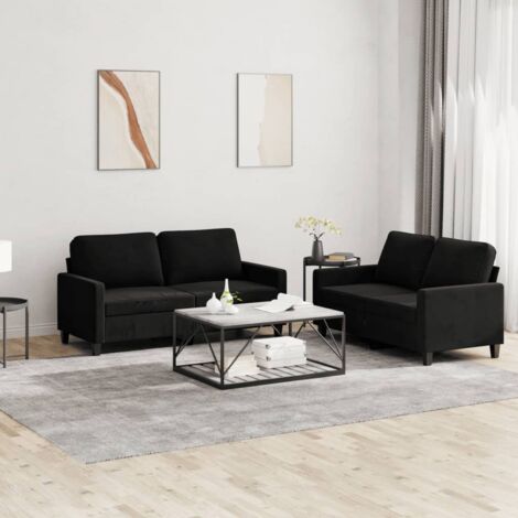 Ensemble de canapés 2 pcs, Canapés droit, Banquettes Sofa de Salon avec coussins Noir Velours WFE734281 Maison Chic (1/5)