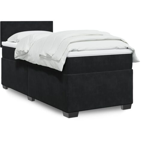 Lit simple - 100x200 cm, Sommier à lattes de lit avec matelas Noir Velours WFE660159 Maison Chic (1/5)