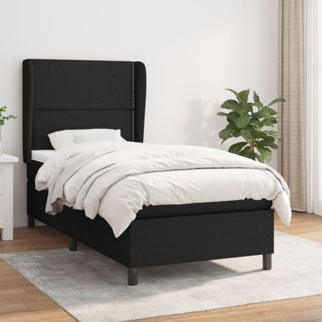 Lit simple - 100x200 cm, Sommier à lattes de lit avec matelas Noir Tissu WFE914260 Maison Chic (1/5)