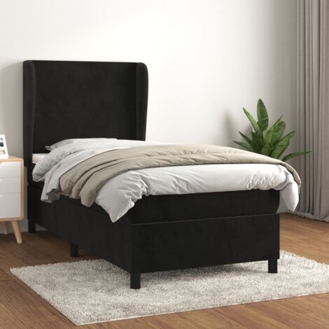 Lit simple - 100x200 cm, Sommier à lattes de lit avec matelas Noir Velours WFE699952 Maison Chic (1/5)
