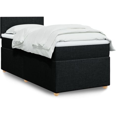 Lit simple - 90x190 cm, Sommier à lattes de lit avec matelas Noir Tissu WFE473870 DESIGN IN (1/5)