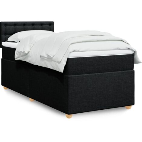 Lit simple - 100x200 cm, Sommier à lattes de lit avec matelas Noir Tissu WFE680081 Maison Chic (1/5)
