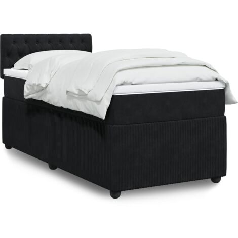 Lit simple - 100x200 cm, Sommier à lattes de lit avec matelas Noir Velours WFE267518 Maison Chic (1/5)