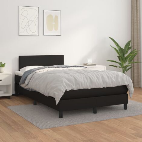 Lit double - 120x200 cm, Sommier à lattes de lit matelas Noir Similicuir WFE155451 Maison Chic (1/5)