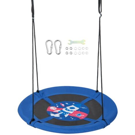 Siège De Balançoire Pour Enfants Tricoté Main - Corde Réglable 153-208 Cm - Support Jusqu'à 200 Kg - Intérieur/Extérieur