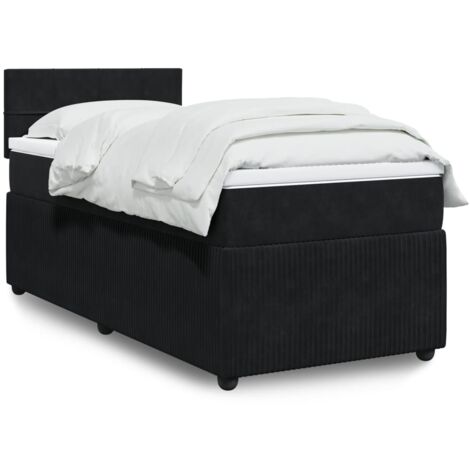 Lit simple - 100x200 cm, Sommier à lattes de lit avec matelas Noir Velours WFE731320 Maison Chic (1/5)