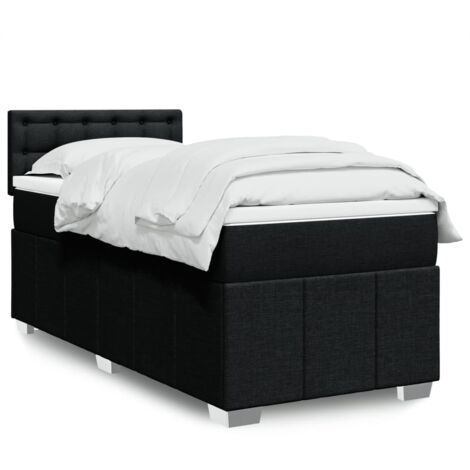 Lit simple - 100x200 cm, Sommier à lattes de lit avec matelas Noir Tissu WFE567900 Maison Chic (1/5)