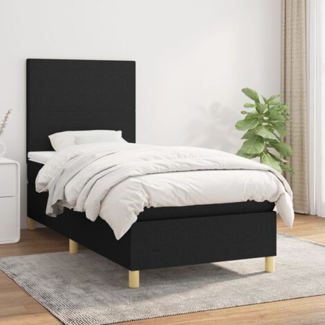 Lit simple - 80x200 cm, Sommier à lattes de lit et matelas Noir Tissu WFE902850 DESIGN IN (1/5)