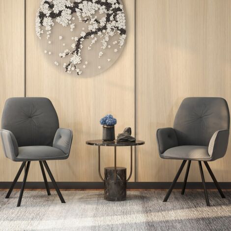 Lot De 2 Chaises Pivotantes en Velours Fauteuils Modernes En Velours Pieds En Métal Patin Antidérapants 63x59x87cm Gris Maison Chic (1/5)