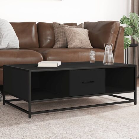 Table basse, Table de salon, Bout de canapé noir 100x57x35 cm bois d'ingénierie et métal WFE754383 DESIGN IN (1/5)