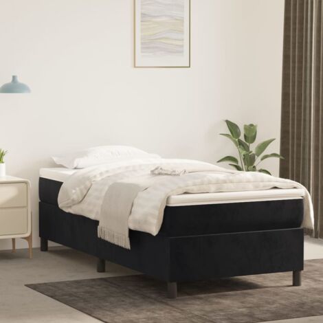 Lit simple - 80x200 cm, Sommier à lattes de lit et matelas Noir Velours WFE150392 DESIGN IN (1/5)