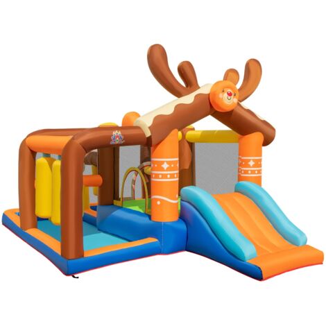 Château Gonflable avec Toboggan pour Enfants 3-12 Ans Aire de Jeux 2 Panier de Basket-Ball pour Château Gonflable avec Toboggan pour Enfants 3-12 Ans Aire de Jeux 2 Panier de Basket-Ball pour