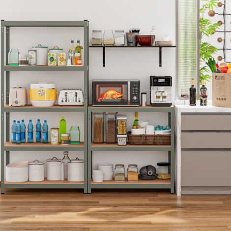 Étagère de Rangement 90x40x180CM avec 5 Tablettes Chaque Charge 175KG en Métal et Bois Gris Maison Chic (1/5)