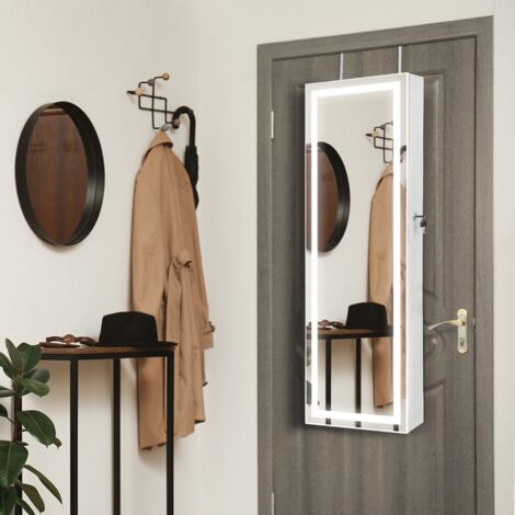 Armoire à Bijoux avec Ecran Tactile Lumineux LED Verrouillable Rangement pour Bijoux et Cosmétiques Blanc Maison Chic (1/5)