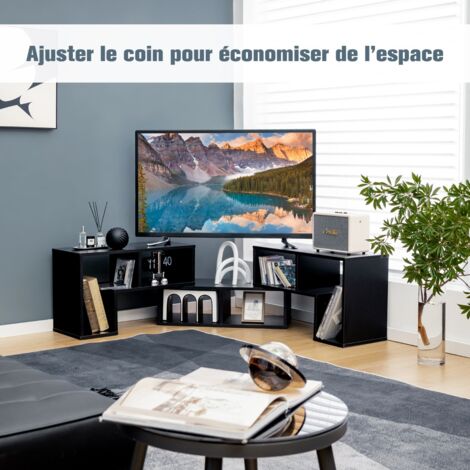 Maisonchic – Meuble TV 3 pièces 139x30x43cm – Compatible jusqu'à 49 pouces – 6 compartiments de rangement – MDF noir minimaliste (1/5)