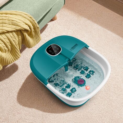 Bain de Pieds Massant Pliable Lumière Rouge Température Réglable avec Télécommande Massage au Rouleau Vert Foncé CW8649 Maison Chic (1/5)