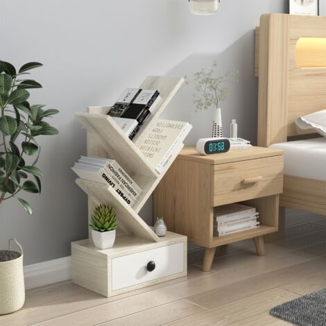 Bibliothèque, Armoire à Livres Arbre 60 CM 5 Niveaux Tiroir Beige CWXT9933 DESIGN IN (1/5)