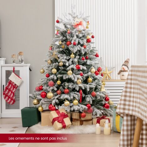 Sapin de Noël Artificiel, Arbre de Noël 146 cm 688 Branches PE PVC 200 Lumières LED Blanches Chaudes CW5508 Maison Chic (1/5)