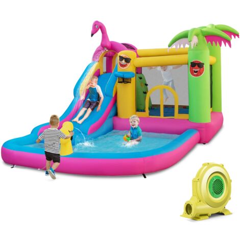 Château Gonflable Tropicale 6 en 1 avec Toboggan Aquatique Maison de ...