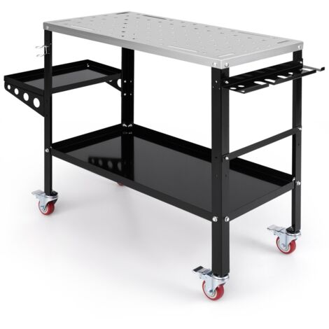 Table De Soudage Pliante COSTWAY – Plateau 78x51 Cm, Hauteur 80-95 Cm Réglable, Charge 180 Kg, Avec Roues