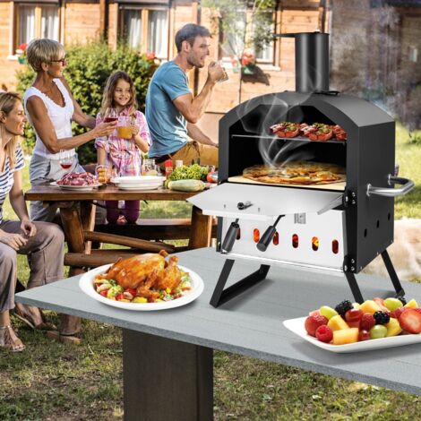 Maisonchic – Four à pizza extérieur 2 couches – Pierre à pizza 30x30 cm – Grille amovible – Housse étanche en tissu Oxford – 1860 cm² de surface de cuisson - CW1974